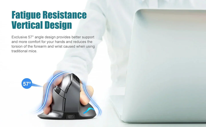 Bluetooth Vertical Ergonomic Mouse With OLED Screen