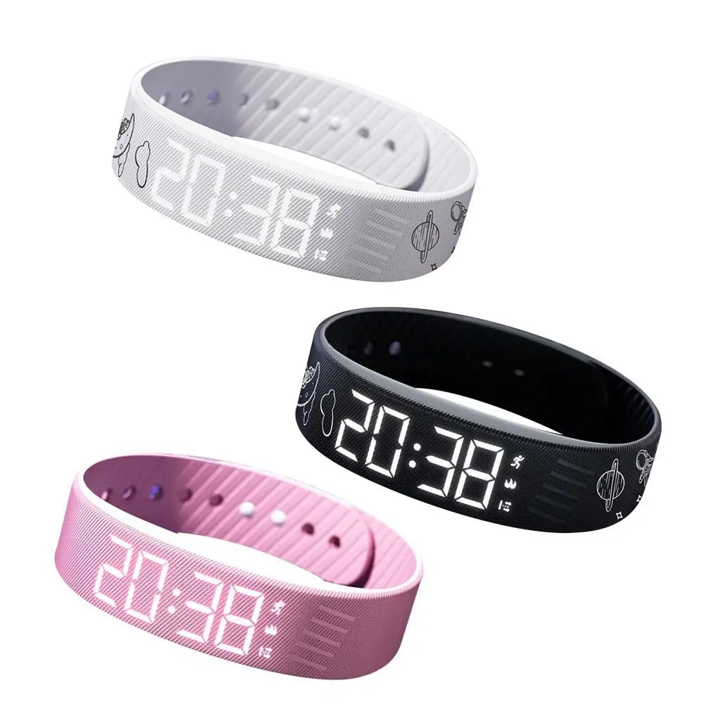 LED Digital Alarm Clock Bracelet Wristband Pedometer Waterproof Vibrating Alarm Summer 2026 Gift