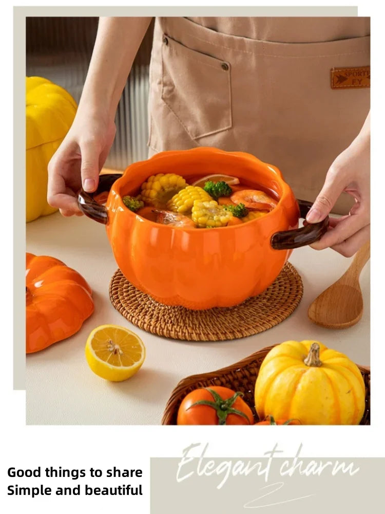 Ceramic Soup Pot Pumpkin Lid Porcelain Large Fall 2025