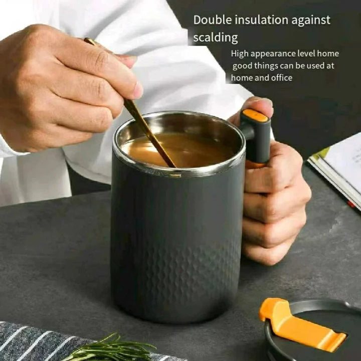 450ml Portable Stainless Steel Coffee Mug with Handle and Cover Leak-proof Design for Hot or Cold Drinks