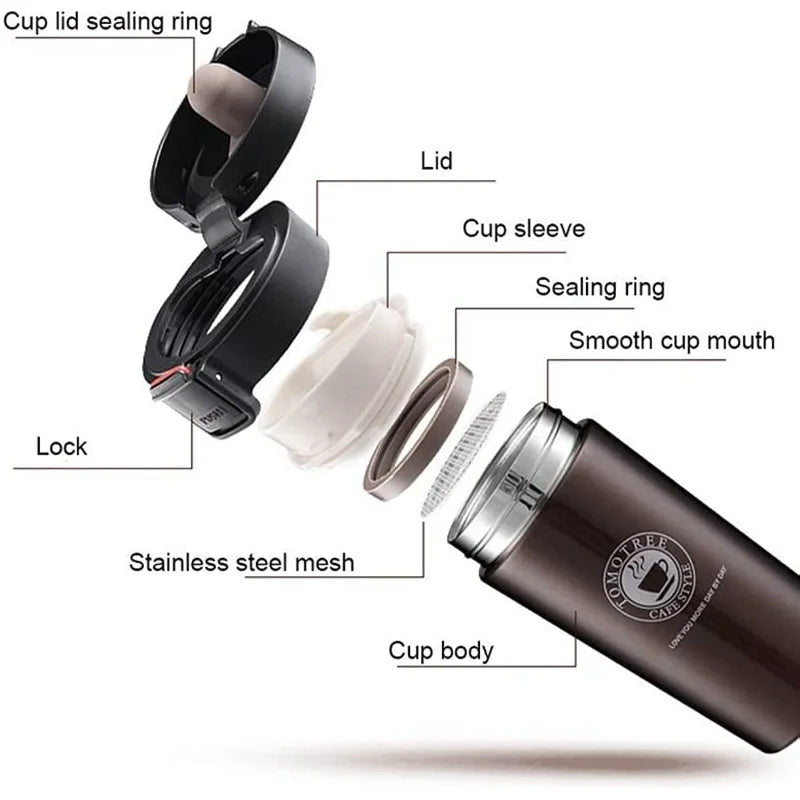 380ml Stainless Steel Vacuum Insulated Coffee Cup - Double Layer Tea Mug for Outdoor Sports, Leak-Proof Travel Bottle