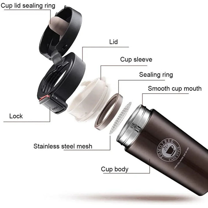 380ml Stainless Steel Vacuum Insulated Coffee Cup - Double Layer Tea Mug for Outdoor Sports, Leak-Proof Travel Bottle