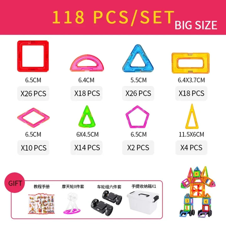 Magnetic Building Blocks Set for Kids, 30-168PCS Educational Magnetic Tiles for Creative Learning and Imaginative Play