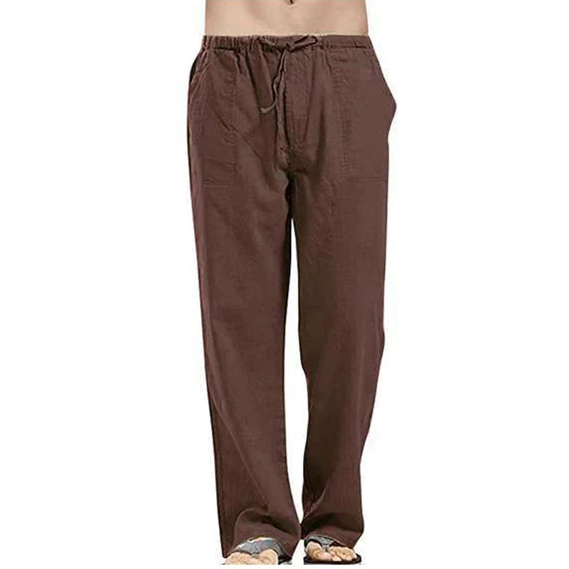 Solid color Multi-Pocket Linen Men Pants - Casual Breathable Summer Pant, Large Size