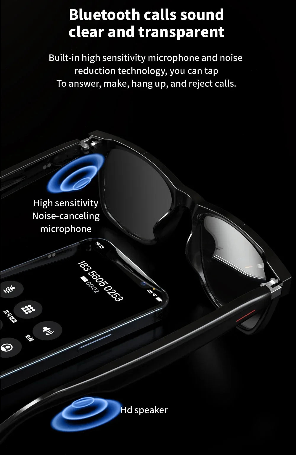 Smart Glasses Blue Light Polarized Audio Sunglasses