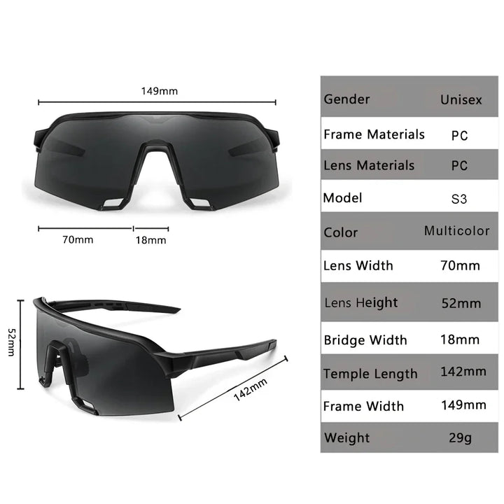 Lightweight unisex sports sunglasses – UV400 polycarbonate lenses, cycling, running, fishing