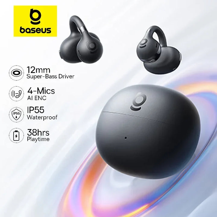 Baseus BC1 Open-Ear Clip Earbuds Bluetooth 6.0 – 4-Mic Noise Cancellation Super Bass IP55 Sports 2026
