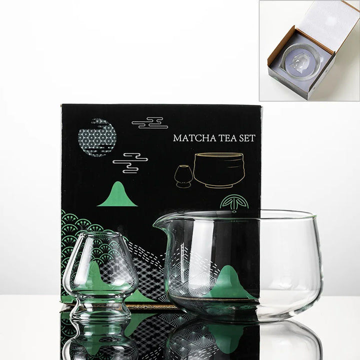 Matcha Mixing Bowl Glass Pouring Spout Japanese Tea