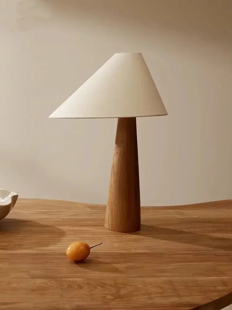 Japandi Conical Oak Floor Lamp Wabi Sabi Retro Lighting Home Decor
