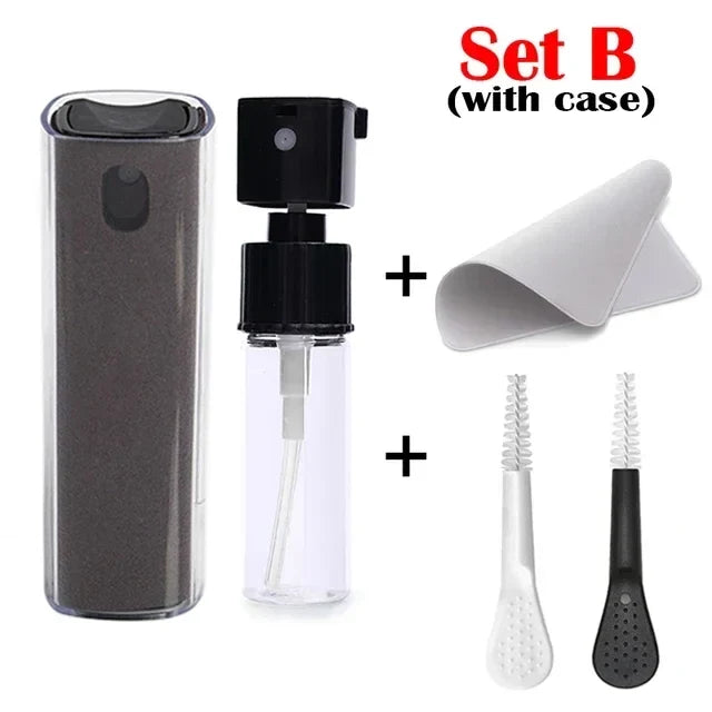 Microfiber Screen Cleaner Spray Set with Cloth &amp; Brush for Smartphones, Tablets, Laptops