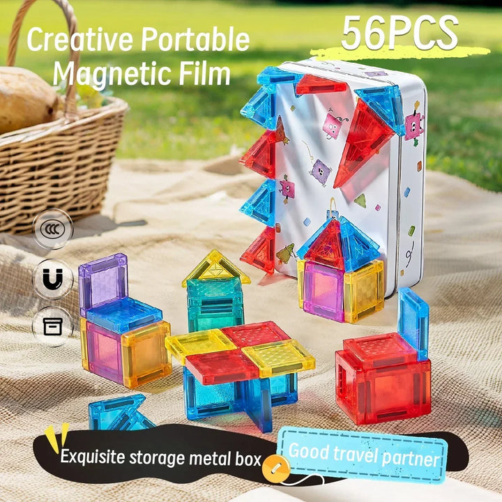 Magnetic Tiles Travel Set 56 Piece Portable STEM Building Blocks For Kids Screen Free Educational Gift Fall 2025