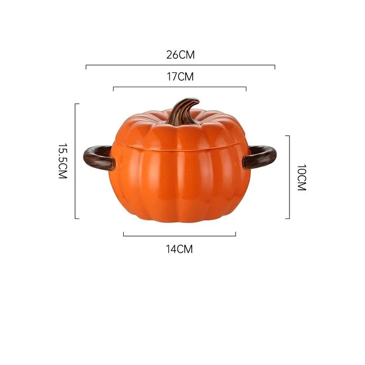 Pumpkin Soup Pot 1.4L Ceramic Bowl With Lid Halloween