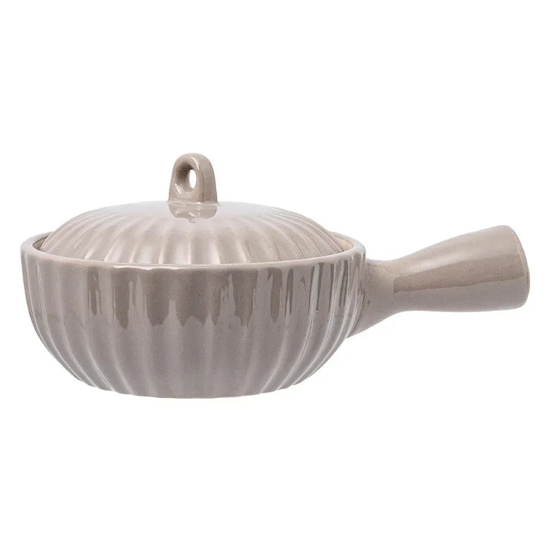 Ceramic Single Handle Bowl With Lid Japanese Style