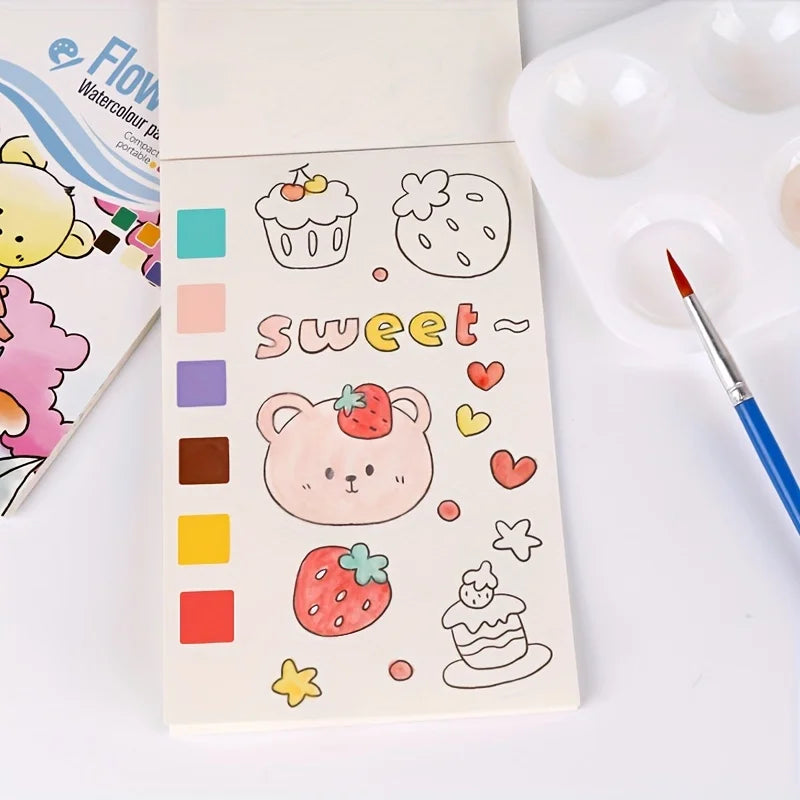 Watercolour Painting Book With Pen Self Contained Water colours Art Kit For Kids Back To School 2025 Gift