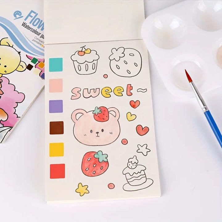 Watercolour Painting Book With Pen Self Contained Water colours Art Kit For Kids Back To School 2025 Gift