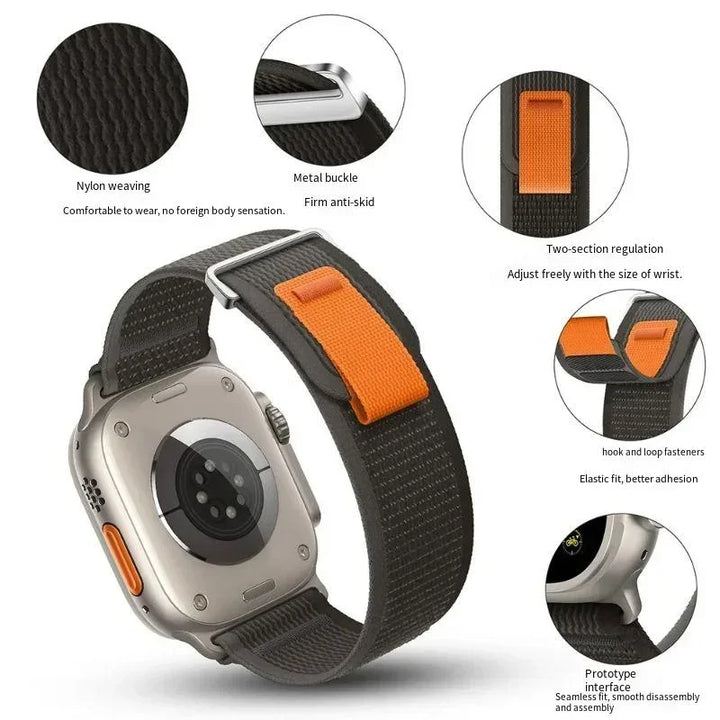 Nylon Trail Loop Apple Watch Band - Breathable Sport Strap for Ultra 3 2, Series 11 10 9 8 7 41-49mm