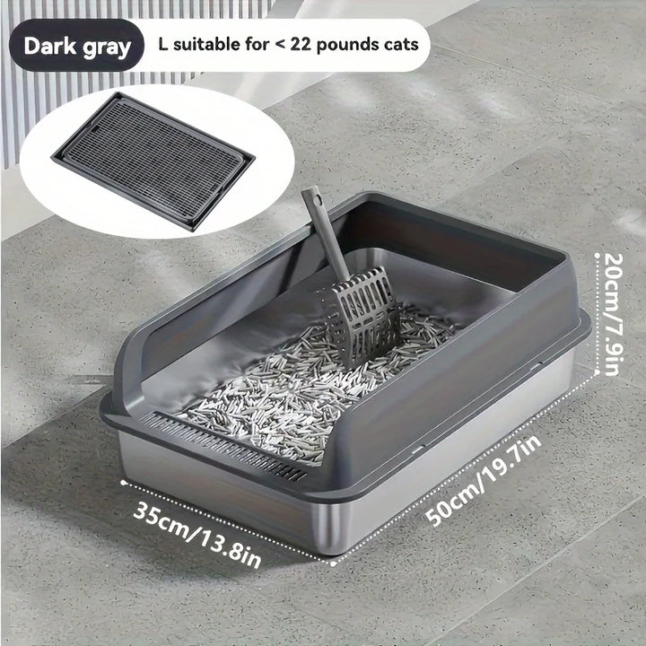 KEMORELA Extra Large Stainless Steel Cat Litter Box – Semi-Enclosed Leak-Proof High-Sided with Mat 2026