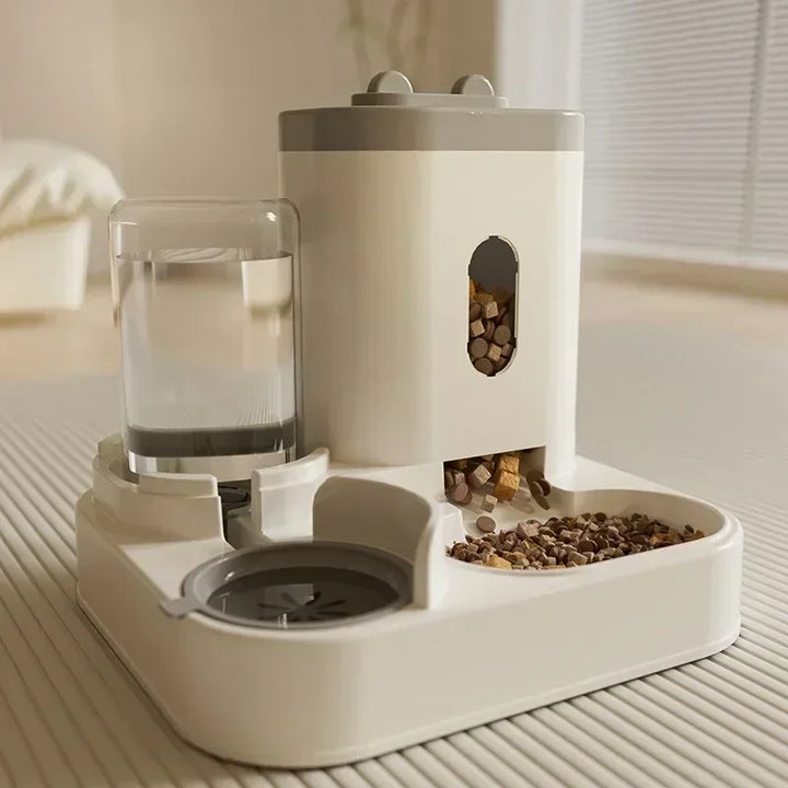 Automatic Feeder Cat Dog Bowl With Water Fountain grey Dish