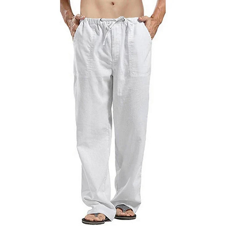 Solid color Multi-Pocket Linen Men Pants - Casual Breathable Summer Pant, Large Size