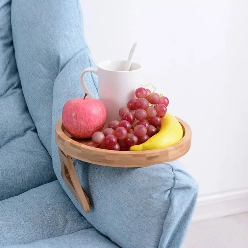 Bamboo Sofa Arm Tray Portable Couch Armrest Snack Holder