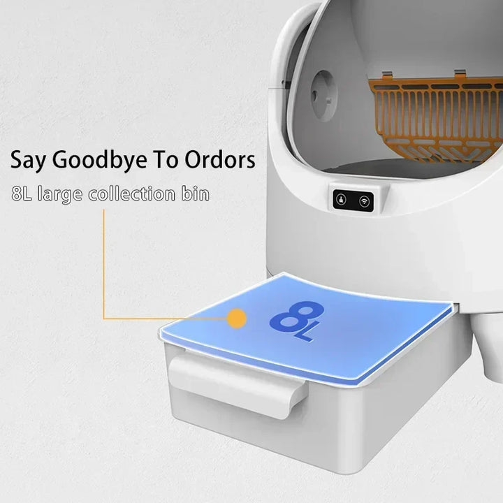 Automatic Cat Litter Box Self Cleaning With App Control Large Space Smart Toilet With Built In Stairs Safety Fall 2025