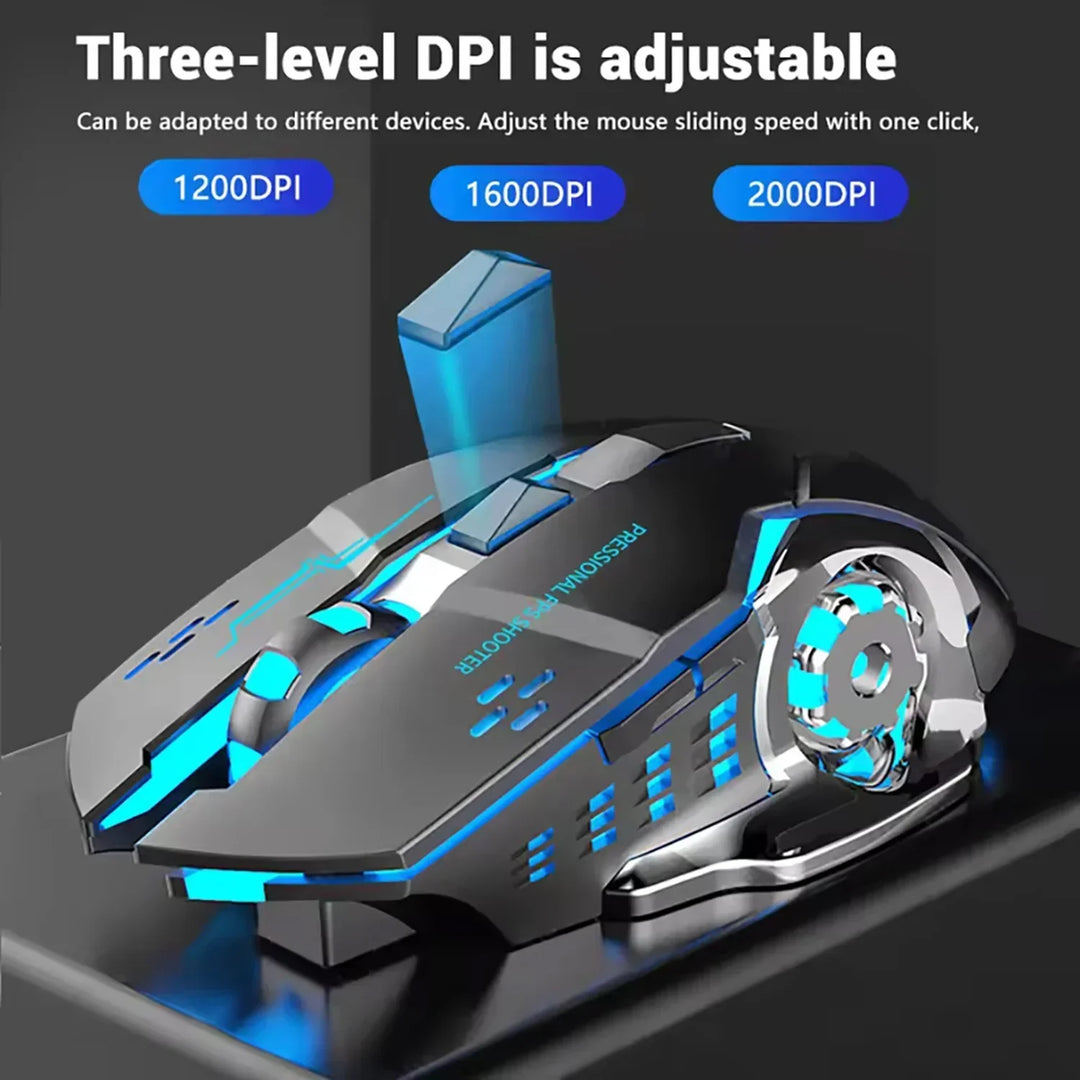 Wireless Rechargeable Gaming Mouse Bluetooth Silent Backlit