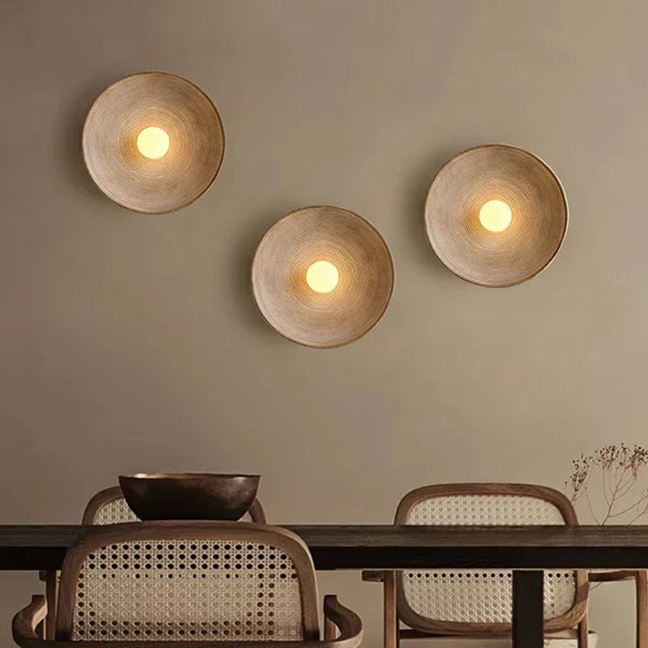 Japandi Japanese Resin Wall Lamp Retro Ribbed Shade Bedside