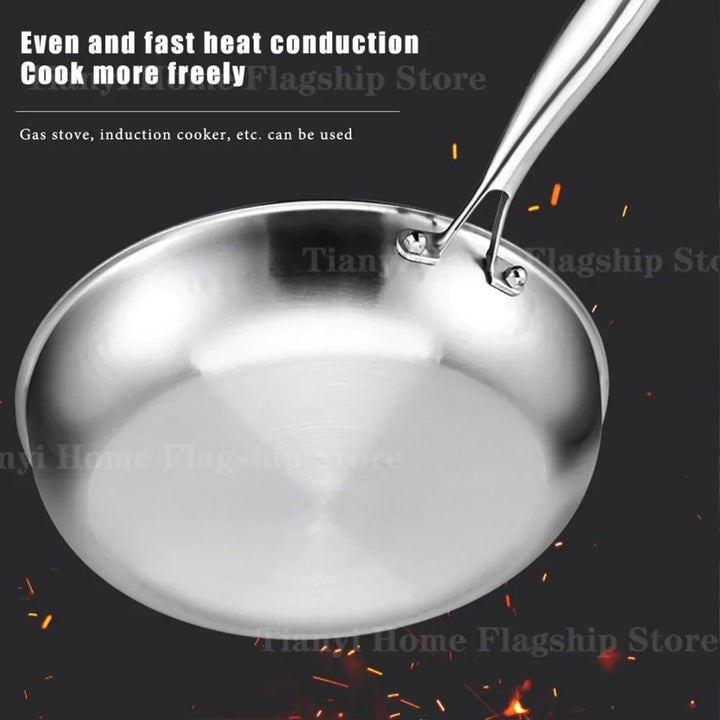 Titanium-Coated Stainless Steel Non-Stick Wok Pan – Gas and Induction Compatible Kitchen Cookware