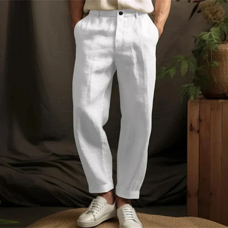 Spring Summer Casual Linen Pants for Men - Breathable Loose Fit Vintage Straight Pants