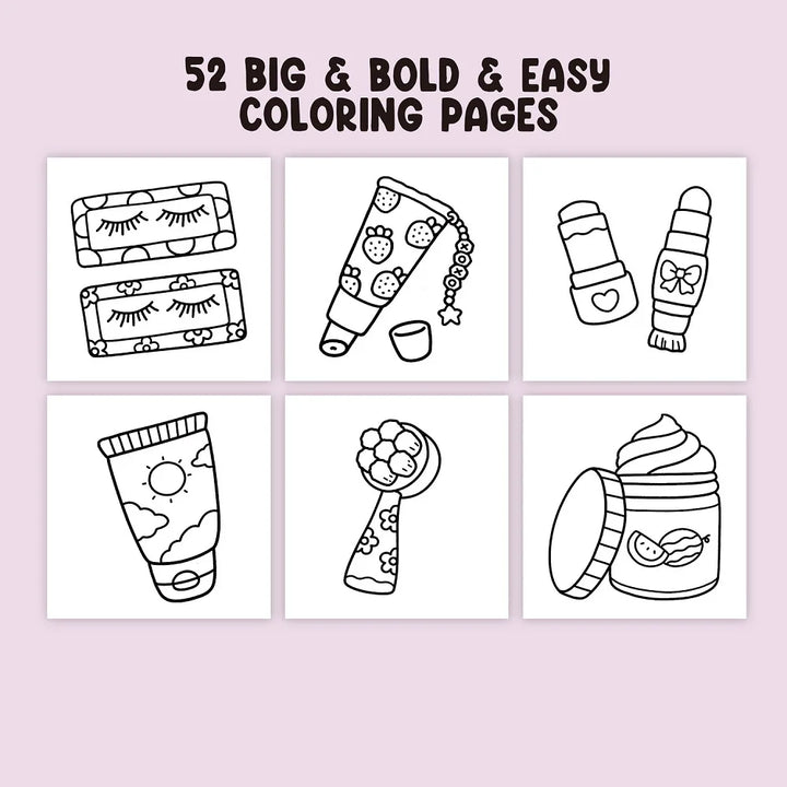 Adult colouring Book Cosmetics Themed Bold Easy Patterns Fall 2025 Gift Idea