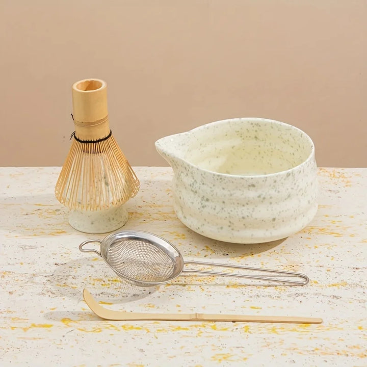 Matcha Set Spotted Green Ceramic 5Pc Japanese Tea Gift