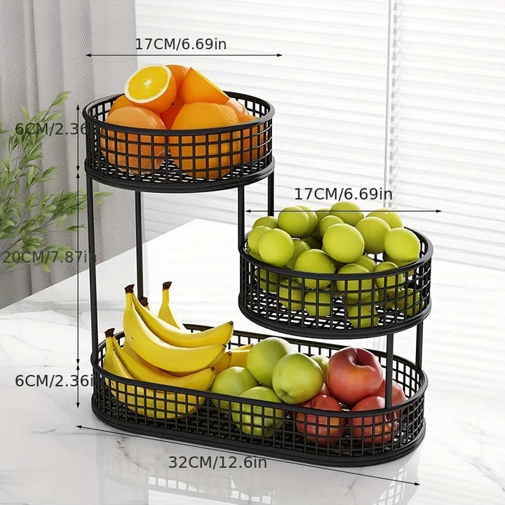 Fruit Basket Stand Three Tier Stainless Steel Mesh Organizer Fall 2026 Home Decor Space Saving