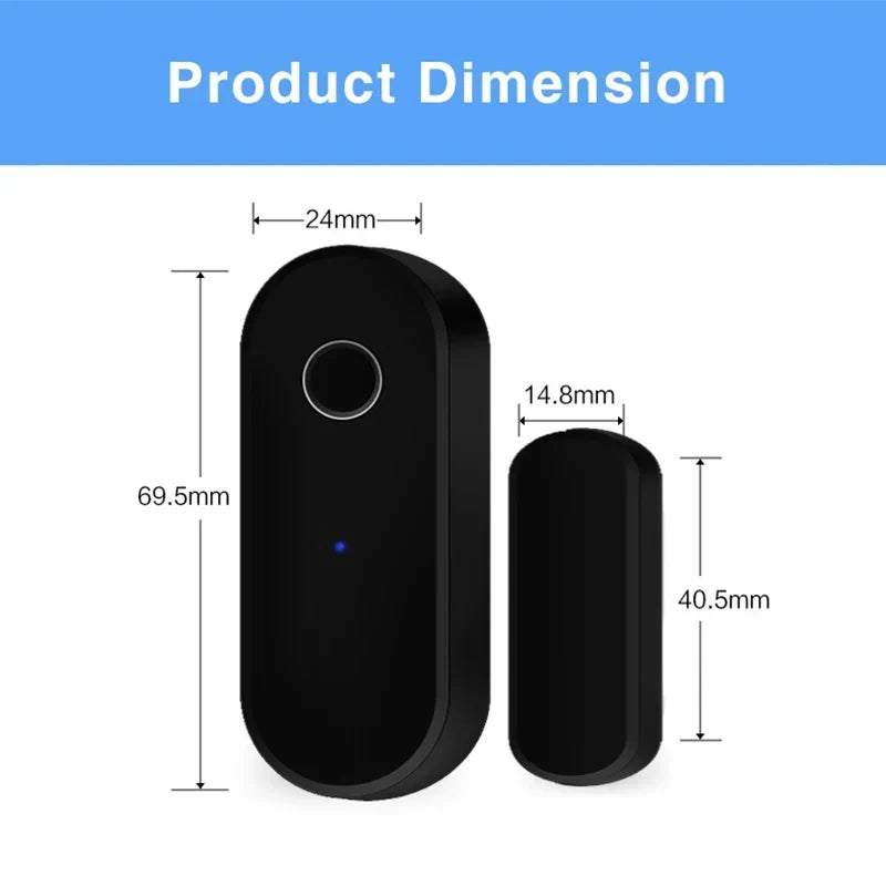 Tuya Smart Zigbee Door Sensor - Black Window Detector for Home Security System with Smart Life APP