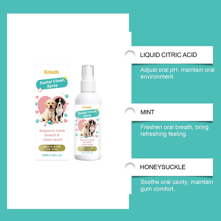 Pet Oral Care Spray 100ml – Natural Bad Breath Freshener Dog Cat Teeth Cleaning Plaque Reducer 2026