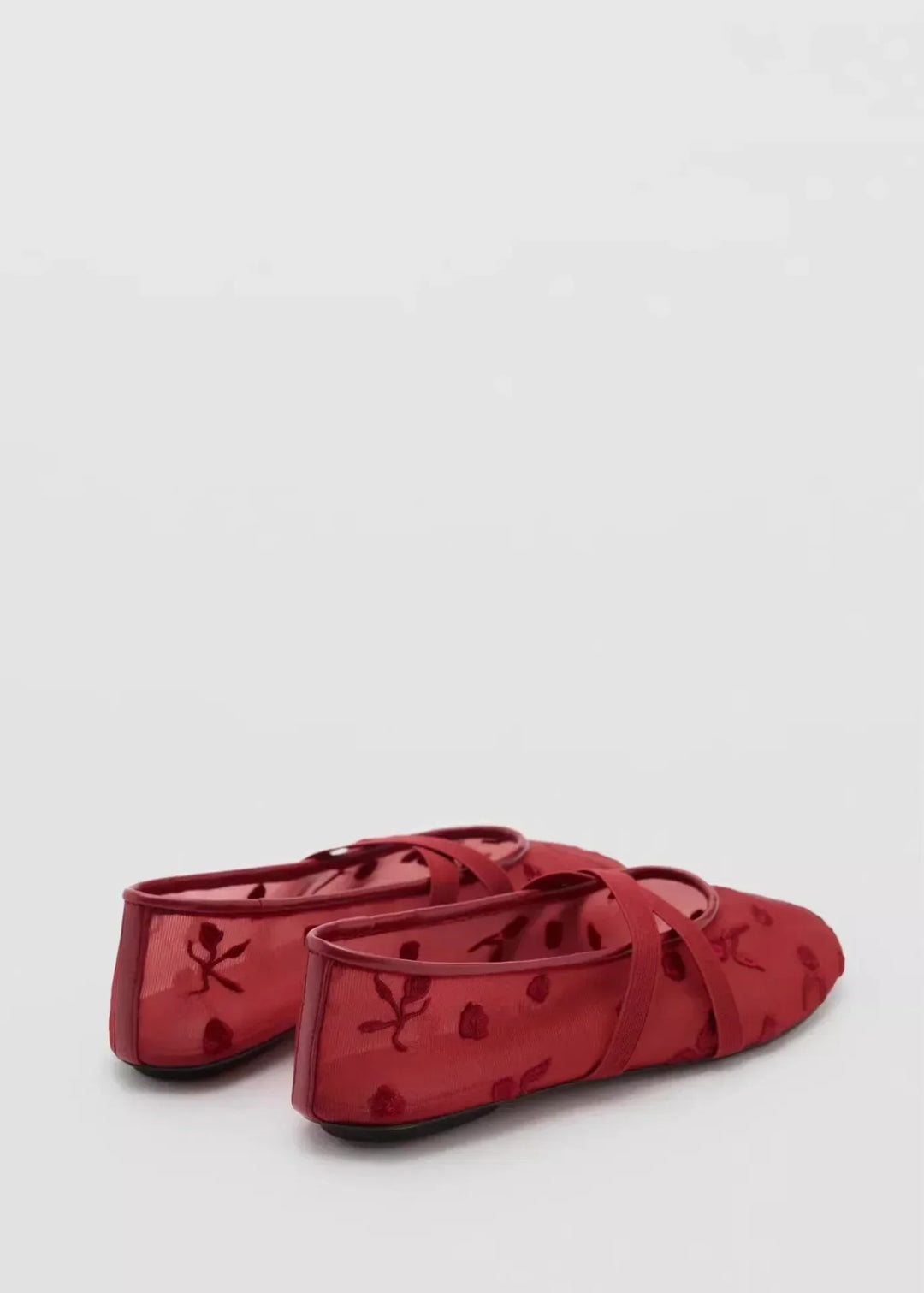 Lightweight Women Ballet Flats - Mary Jane, Embroidered Mesh