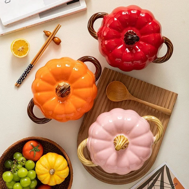 Ceramic Soup Pot Pumpkin Lid Porcelain Large Fall 2025