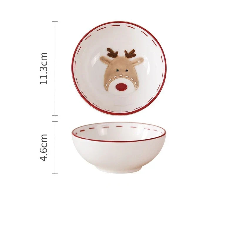 Christmas Ceramic Santa Bowl Nordic Holiday Breakfast Bowl