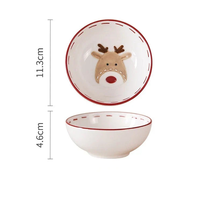 Christmas Ceramic Santa Bowl Nordic Holiday Breakfast Bowl