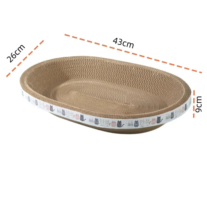 43cm Corrugated Cat Scratcher - Round Oval Grinding Toy, Wear-Resistant Bed Nest for Cats
