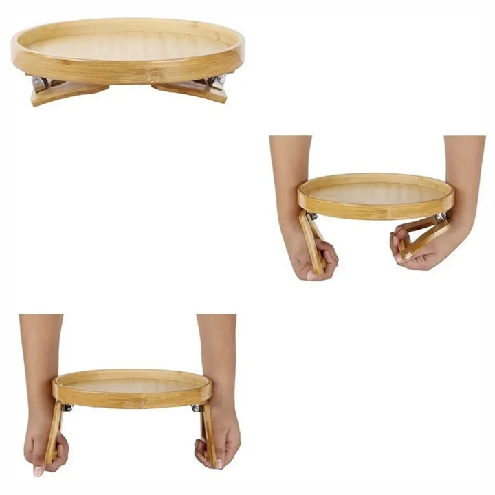 Bamboo Sofa Arm Tray Portable Couch Armrest Snack Holder