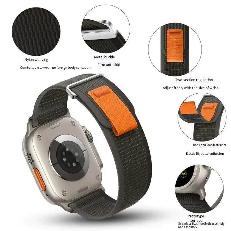 Nylon Trail Loop Apple Watch Band - Breathable Sport Strap for Ultra 3 2, Series 11 10 9 8 7 41-49mm