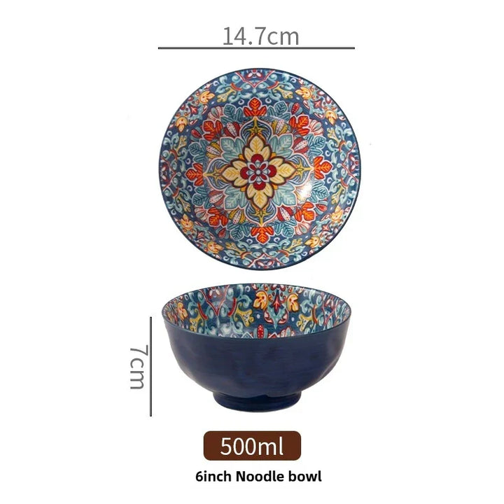 Bohemian Ceramic Rice Bowl Retro Noodle Bowl Kitchen Gift