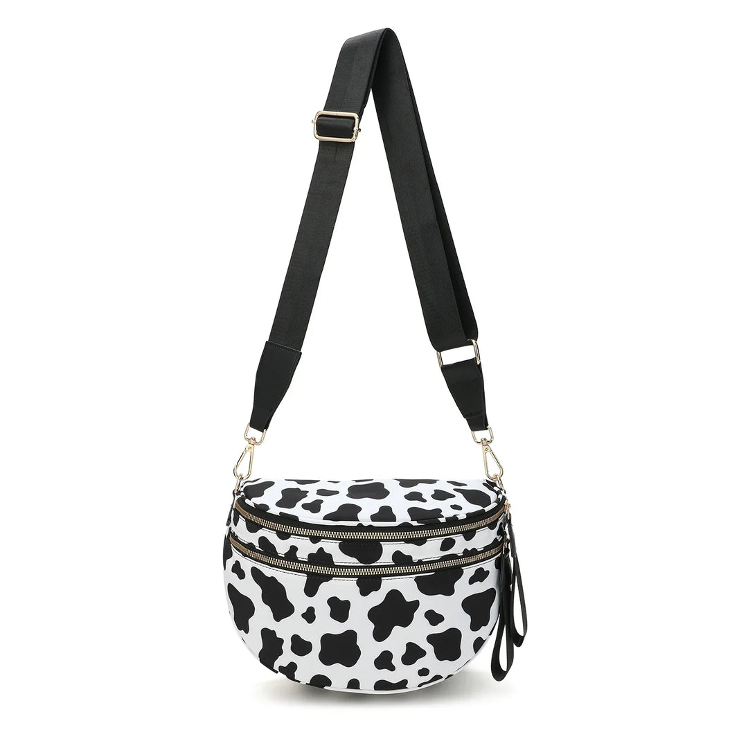Versatile unisex crossbody bum bag – checkered nylon, box shape, travel and daily use