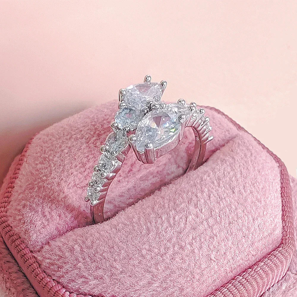 Adjustable Cubic Zirconia Cocktail Ring Valentine Gift 2026 Sparkling Prong Setting