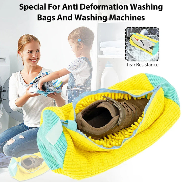 Shoe Washing Bag Cotton Laundry Bag with Zipper Closure, Durable Cleaning Bag for Shoes, Travel-Friendly Drying Bags