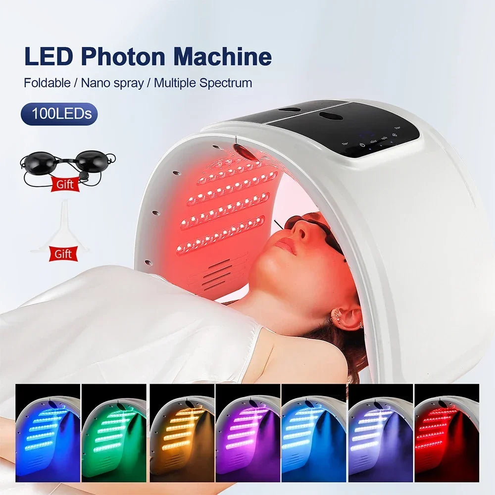 7-colour LED Photon Face Mask &amp; Nano Spray Machine - Skin Rejuvenation Anti-Aging Home Therapy