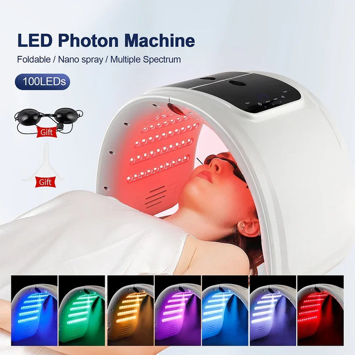 7-colour LED Photon Face Mask &amp; Nano Spray Machine - Skin Rejuvenation Anti-Aging Home Therapy