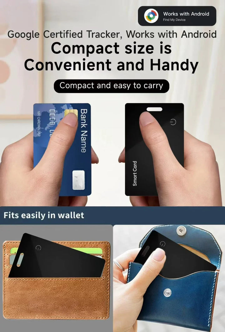 Smart Wallet Tracker Card IP68 Waterproof – Wireless Rechargeable Android Item Locator 2026