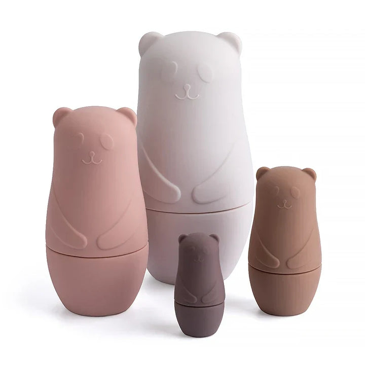 BPA-Free Silicone Stacking Blocks Nesting Doll Toy Set for Educational Play and Motor Skill Development