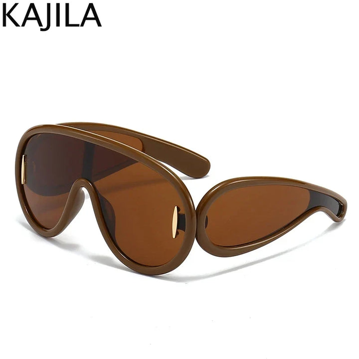 Sunglasses White Frame Oversized Wave Mask Goggles Y2K Punk Steampunk Eyewear TikTok Viral 2026
